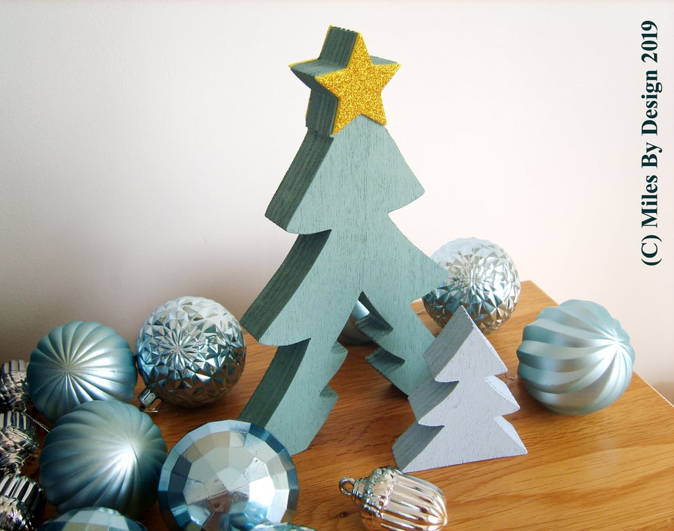 Desktop Scandi Wooden Xmas Tree With Pop Out Mini Tree