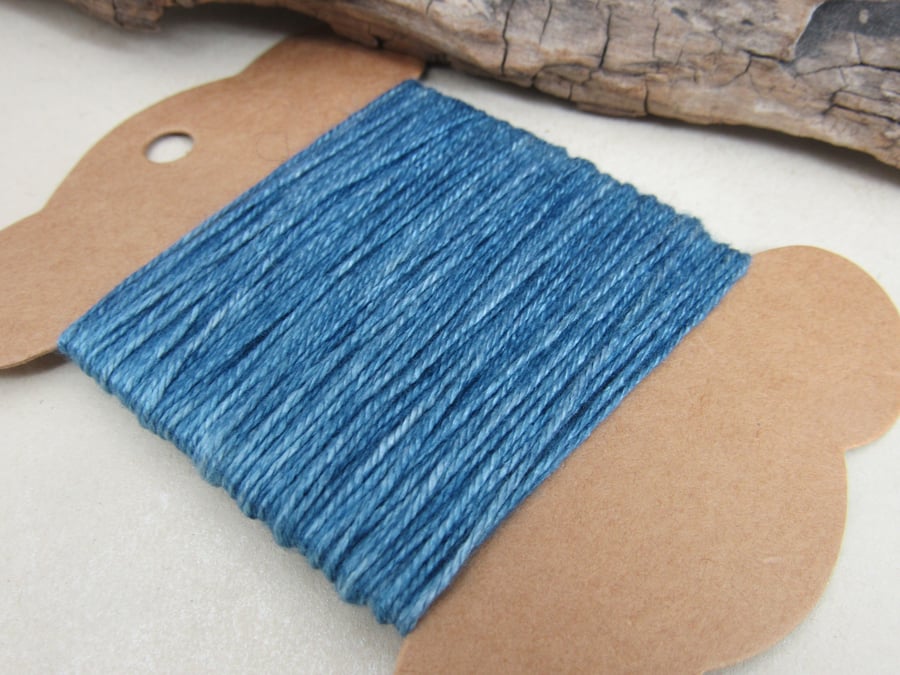 15m Naturally Dyed Indigo Blue Fine Cotton Perle Embroidery Thread