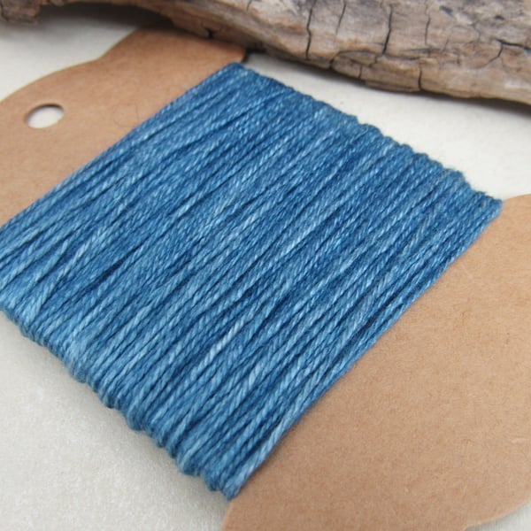 15m Naturally Dyed Indigo Blue Fine Cotton Perle Embroidery Thread