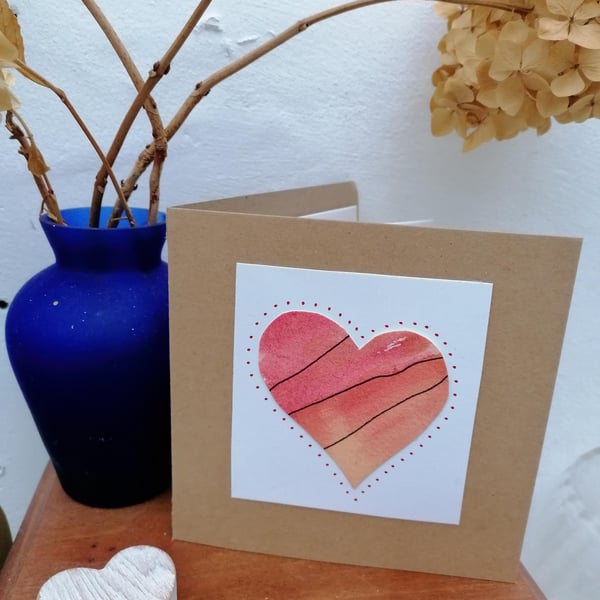 Valentine Card, Heart Greetings Card, Anniversary Card