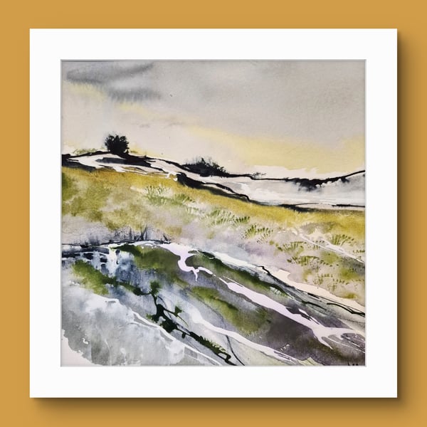 "Fields of silence"  is an original watercolour landscape
