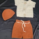 Handmade Crochet Baby Outfit with Hat and Shorts – Soft & Timeless Style