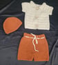 Handmade Crochet Baby Outfit with Hat and Shorts – Soft & Timeless Style