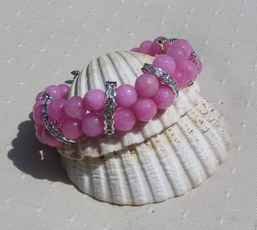 Pink Morganite Crystal Gemstone Beaded Bracelet "Morgana"