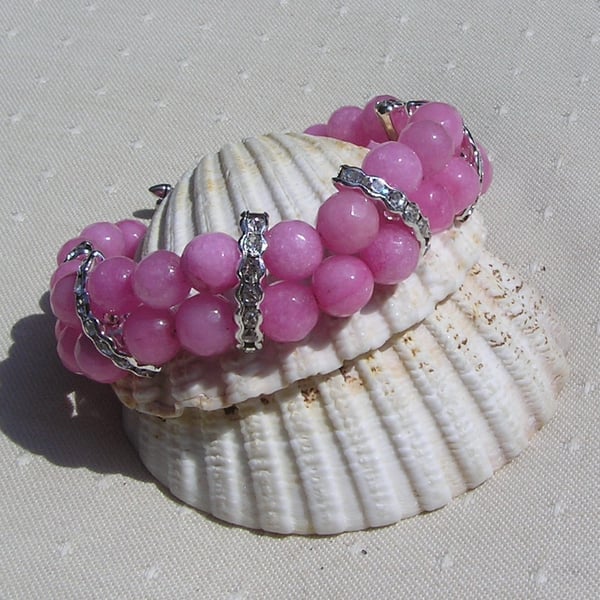 Pink Morganite Crystal Gemstone Beaded Bracelet "Morgana"