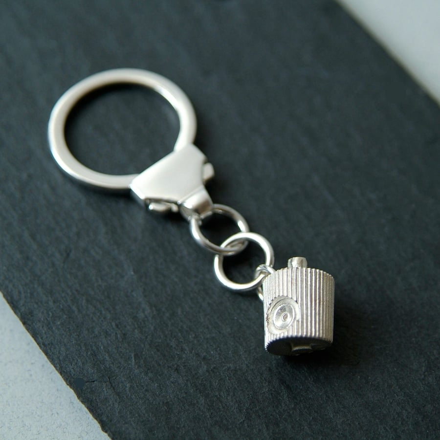  Silver Graffiti Keyring, Street Art Keyring, Spray Can Nozzle, Sterling Silver