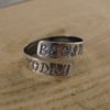 Sterling Silver Stamped 'Begin Today' Adjustable Ring