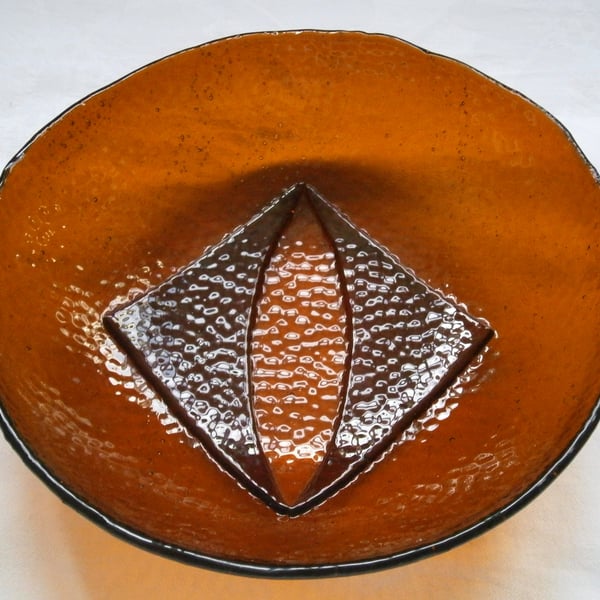SALE - Textured Amber coloured Bowl