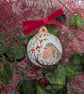 Robin and Snowdrop hand-painted ceramic Christmas bauble 