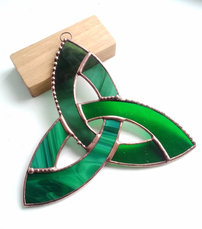 Stained Glass Triquetra - Green