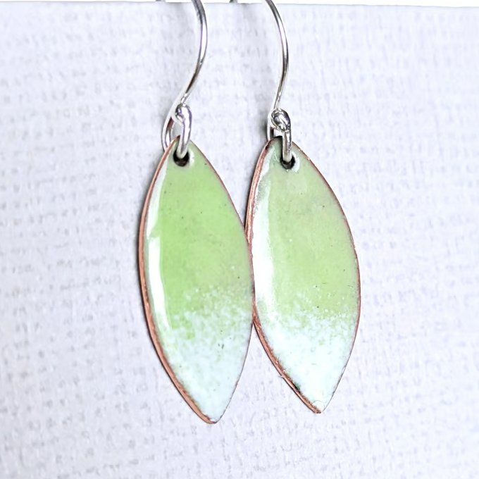 Colourful lime coloured enamel drop earrings