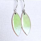 Colourful lime coloured enamel drop earrings