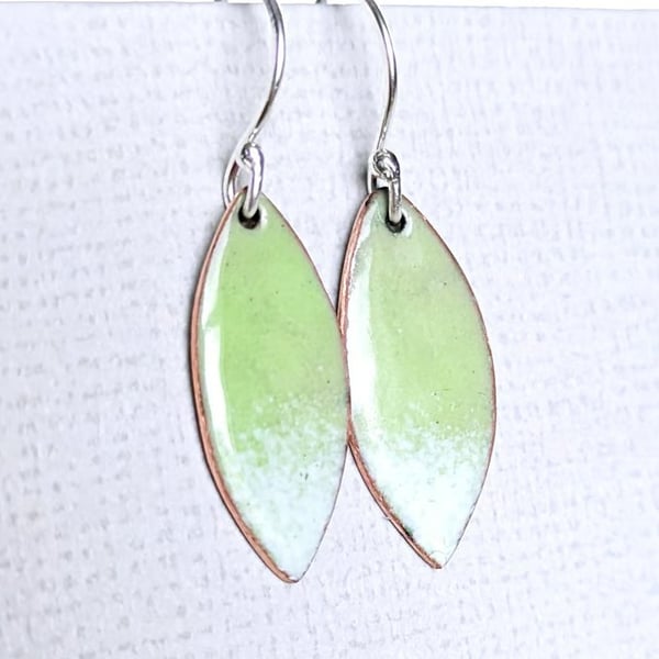 Colourful lime coloured enamel drop earrings