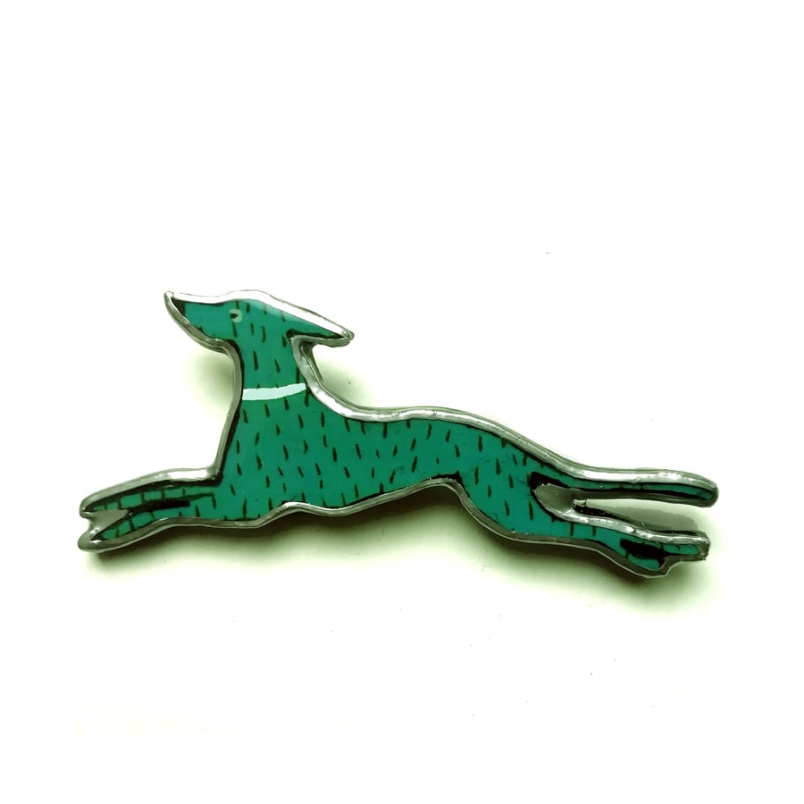 Whimsical Resin Art Deco style Turquoise Dog Brooch by EllyMental
