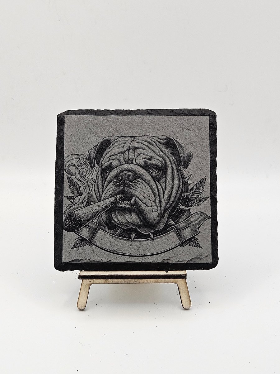 Dog engraved slate