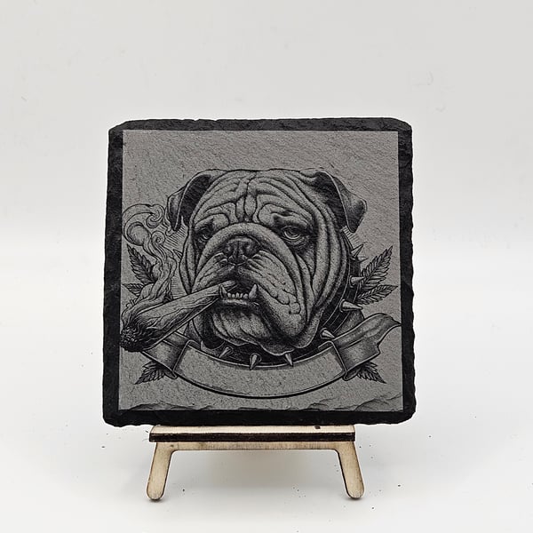 Dog engraved slate