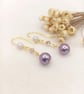 Pearl Earrings - Amethyst & Rose Crystal Pearl Earrings - Special Occasion 