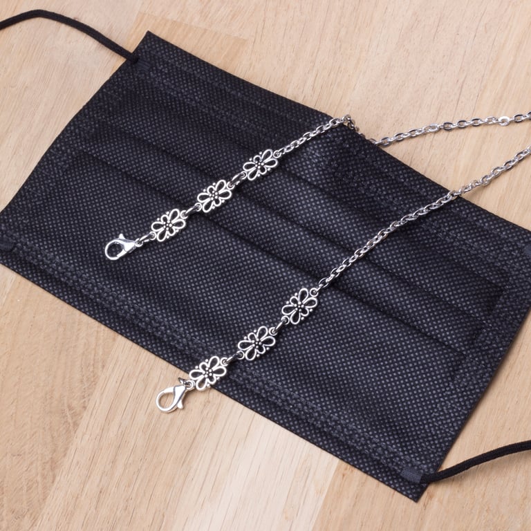Silver mask chain - Elegant links face mask holder lanyard