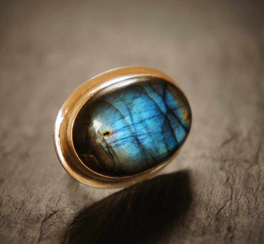 SALE! Galactic Blue Labradorite and Sterling Silver Ring