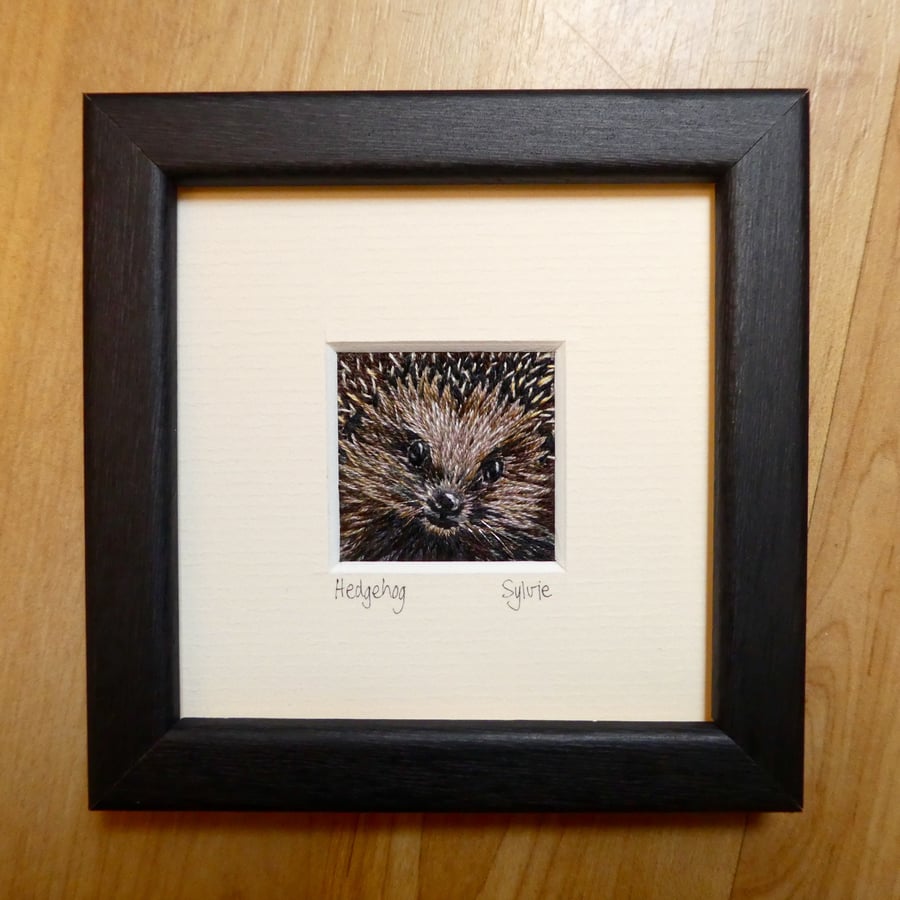 Hedgehog - hand stitched picture