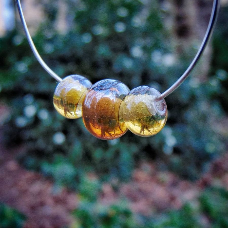 3PCS Metallic Handmade Lampwork Glass Beads Shiny Light-catching Glass Beads