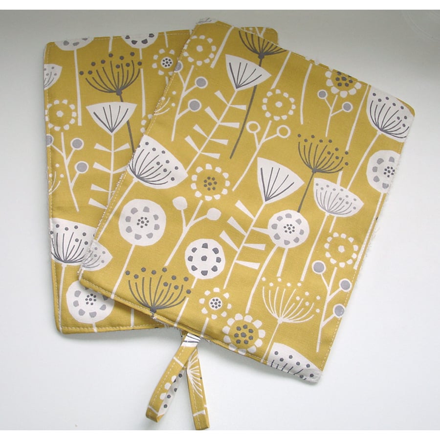 Rayburn 600 Pair of Hob Lid Mat Covers 2 x Scandi Yellow Grey