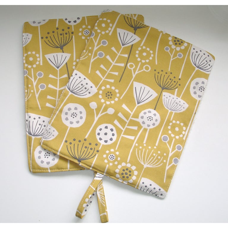 Rayburn 600 Pair of Hob Lid Mat Covers 2 x Scandi Yellow Grey