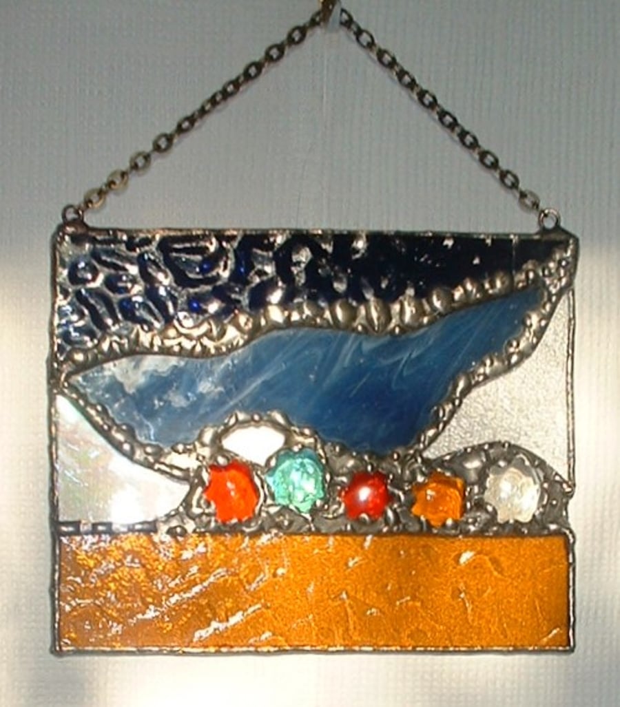 Seconds Sunday "Rock Pool" Abstract Stained Glass Suncatcher