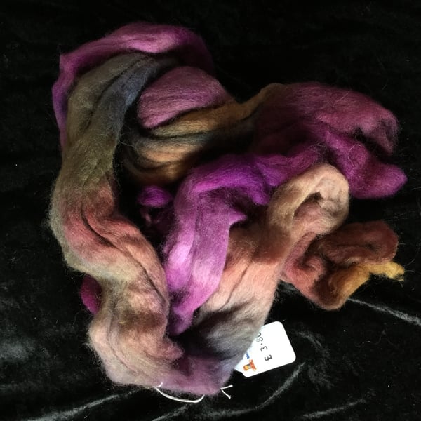 Mobair Hand Dyed Random Merino Wool Tops Purple Gold Brown