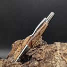 Handcrafted Batik Mango Wood Ballpoint Twist pen with a Rhodium and Black Finish