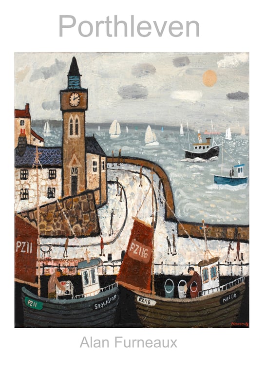 Porthleven Harbour .Ocean Inspired Artists High Gloss Poster.Print  A3 Size
