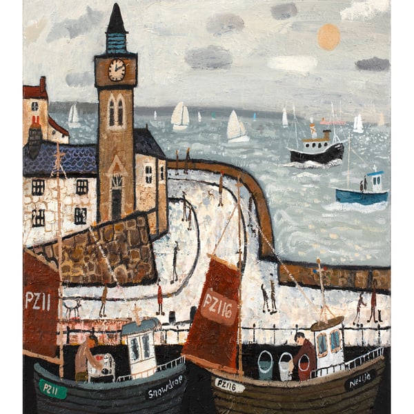 Porthleven Harbour .Ocean Inspired Artists High Gloss Poster.Print  A3 Size