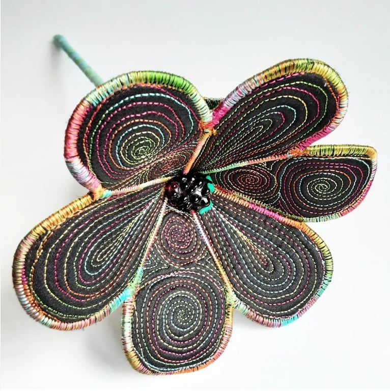Flower Black Textile Art Flower