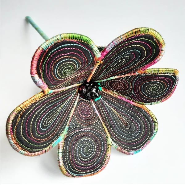 Flower Black Textile Art Flower
