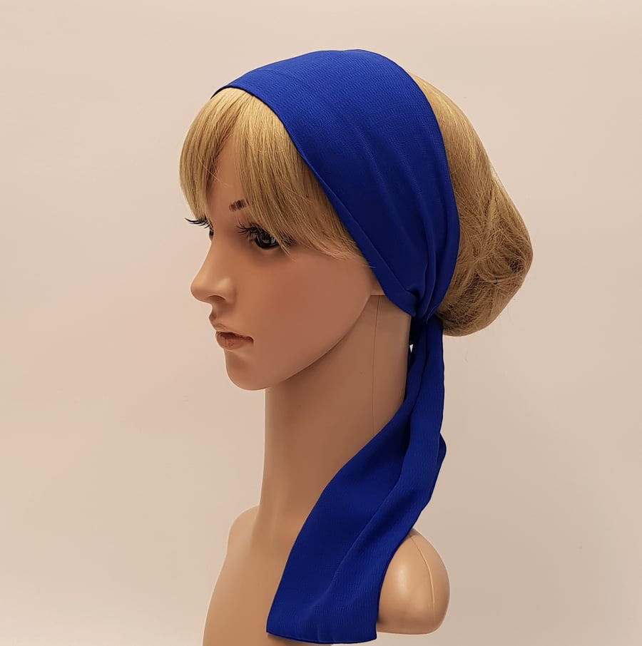 Royal blue hairband, pin up style head scarf, hair wrap, head wrap,bandanna