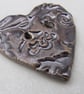 Medium Bronze Brocade Texture Heart Shaped Ceramic Button - Image 2