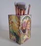 Decoupage Wooden Brush Pot, Vintage Art Nouveau Portrait, Makeup Storage - Image 2