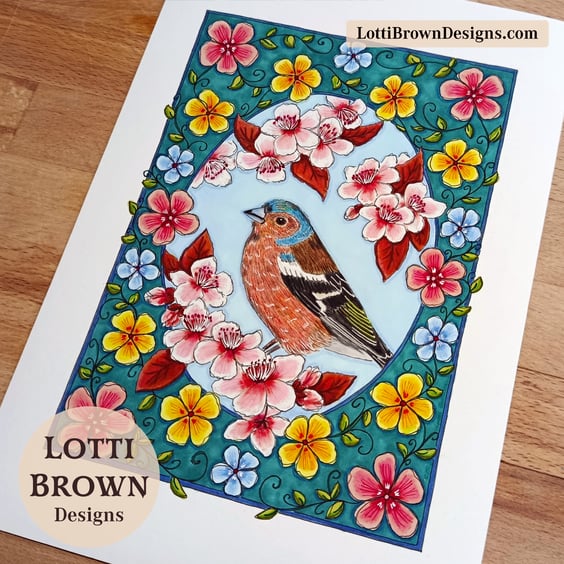 Chaffinch Art Print - British Garden Bird Art - A4 Giclée