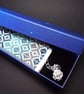 Handmade Miyuki Delica Loomed Bracelet in Blue, Grey & Silver with Frill Edge - Image 4
