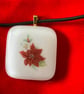 Bespoke Handcrafted Christmas Poinsettia Pendant on Adjustable Black Cord