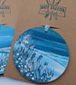 Unique Hand Painted Wooden Decorations. FROSTY BLUES. New colour - Image 3