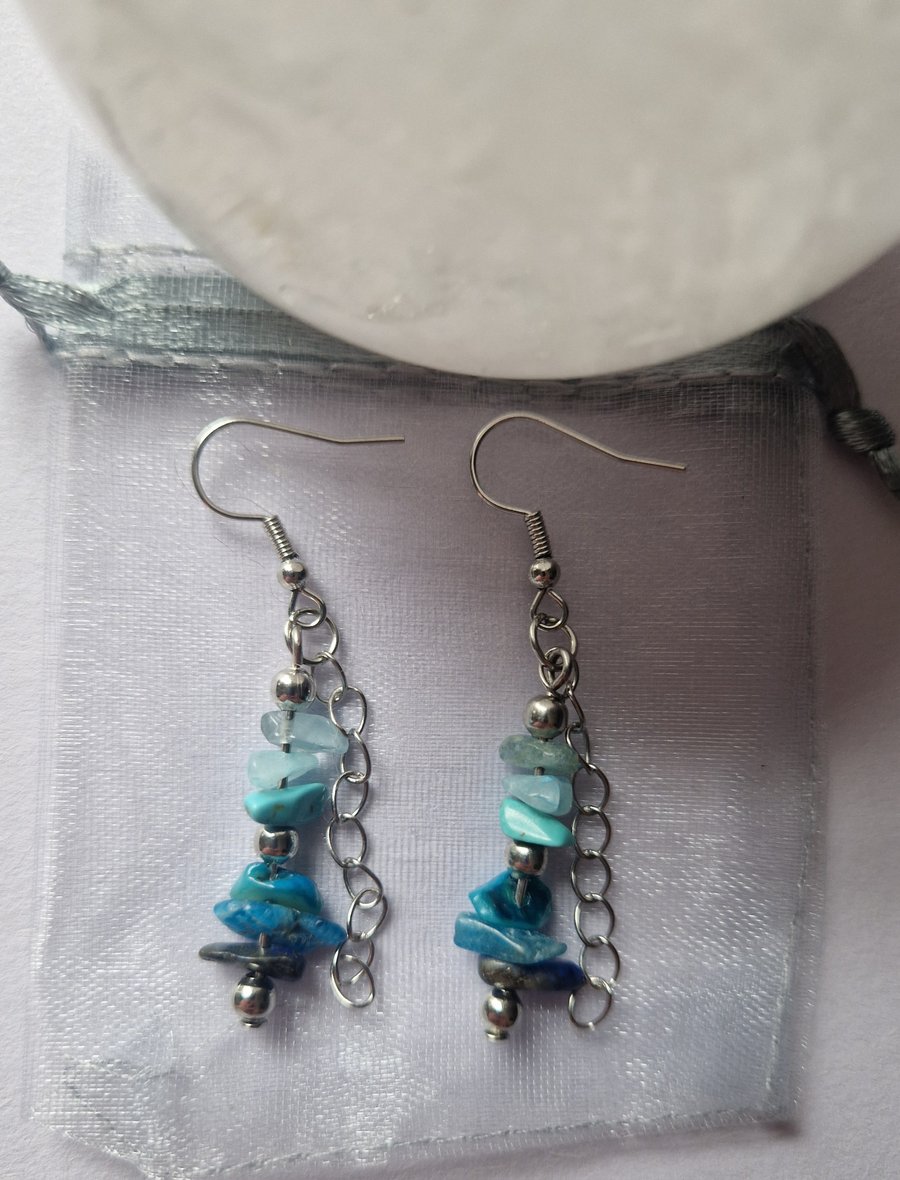 Beautiful blue ocean dangle earrings