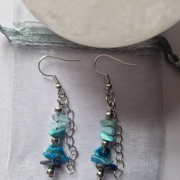 Beautiful blue ocean dangle earrings