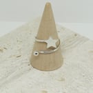 Silver Shooting Star Open Ring - Handmade Adjustable Celestial Ring