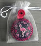Hand Embroidered Flamingo Bag Charm or Key ring  - Image 6