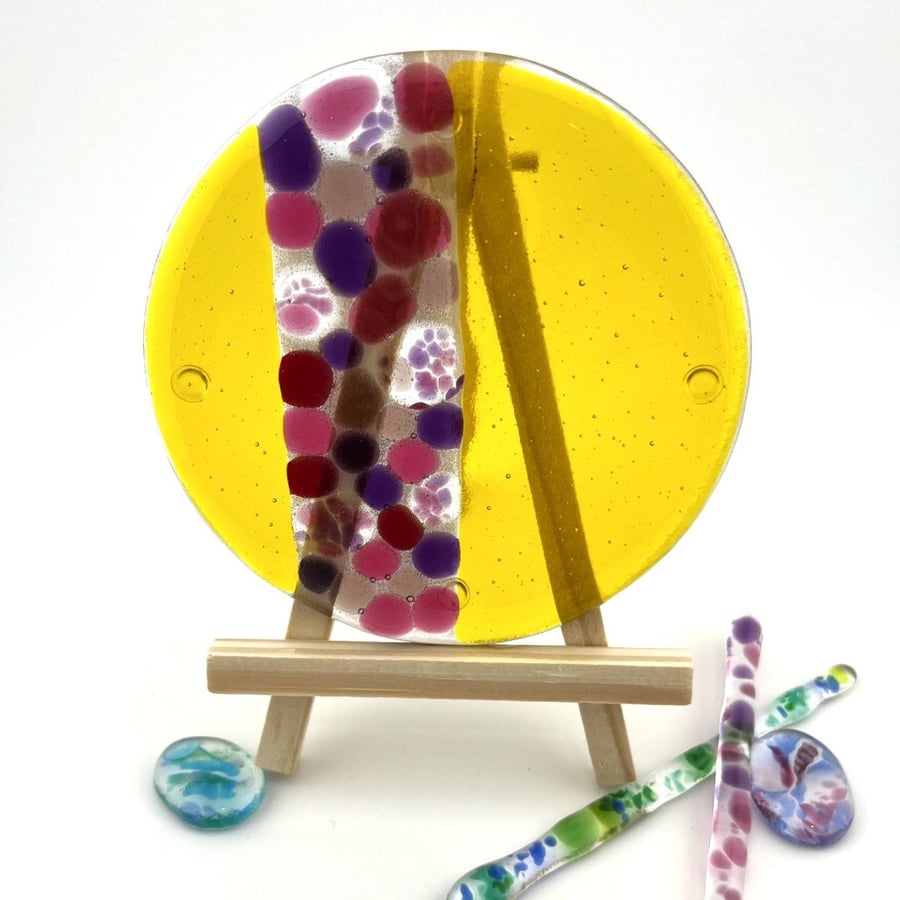 Fused glass round coaster