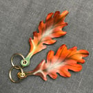 Leather Oak leaf keyring
