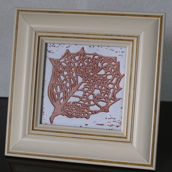 Leaf Skeleton original linocut 