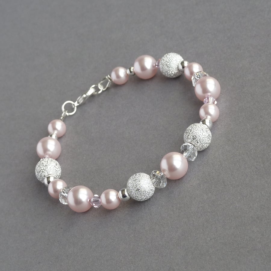 Blush Pink Stardust Bracelet - Pale Pink Bridesmaid Jewellery - Pearl Bracelets