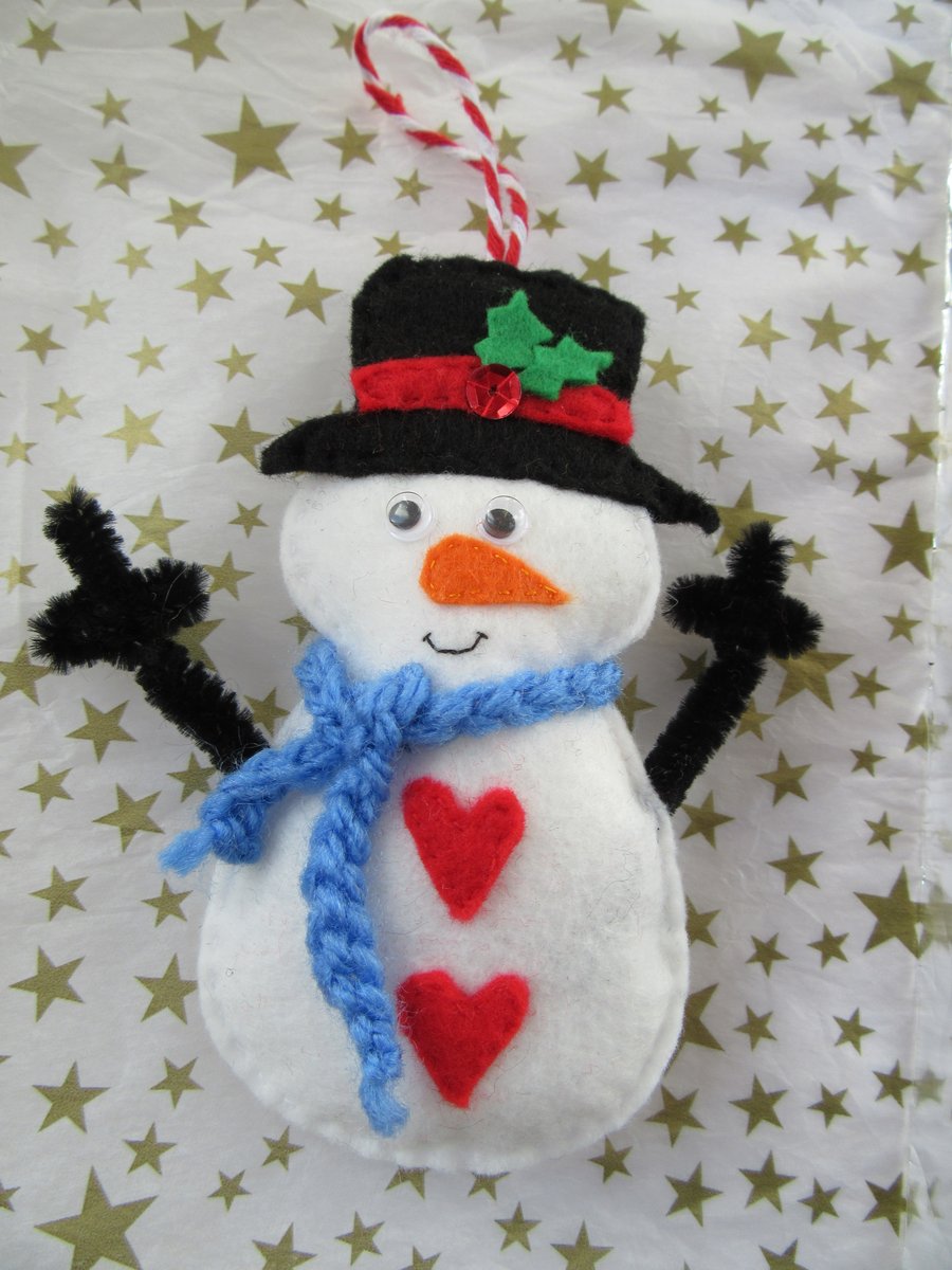 Cute snowman felt decoration, christmas tree decor